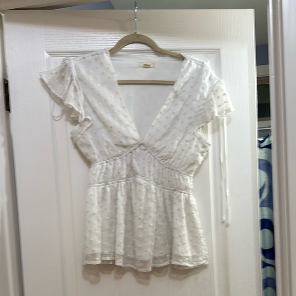 g.p.d. Tops - g.p.d White Ruffled Blouse